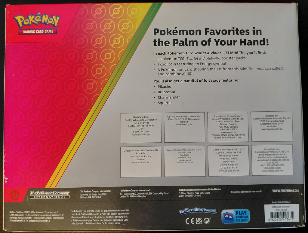 Costco Pokemon Scarlet & Violet 151 Mini Tin 5-pack (Meowth)