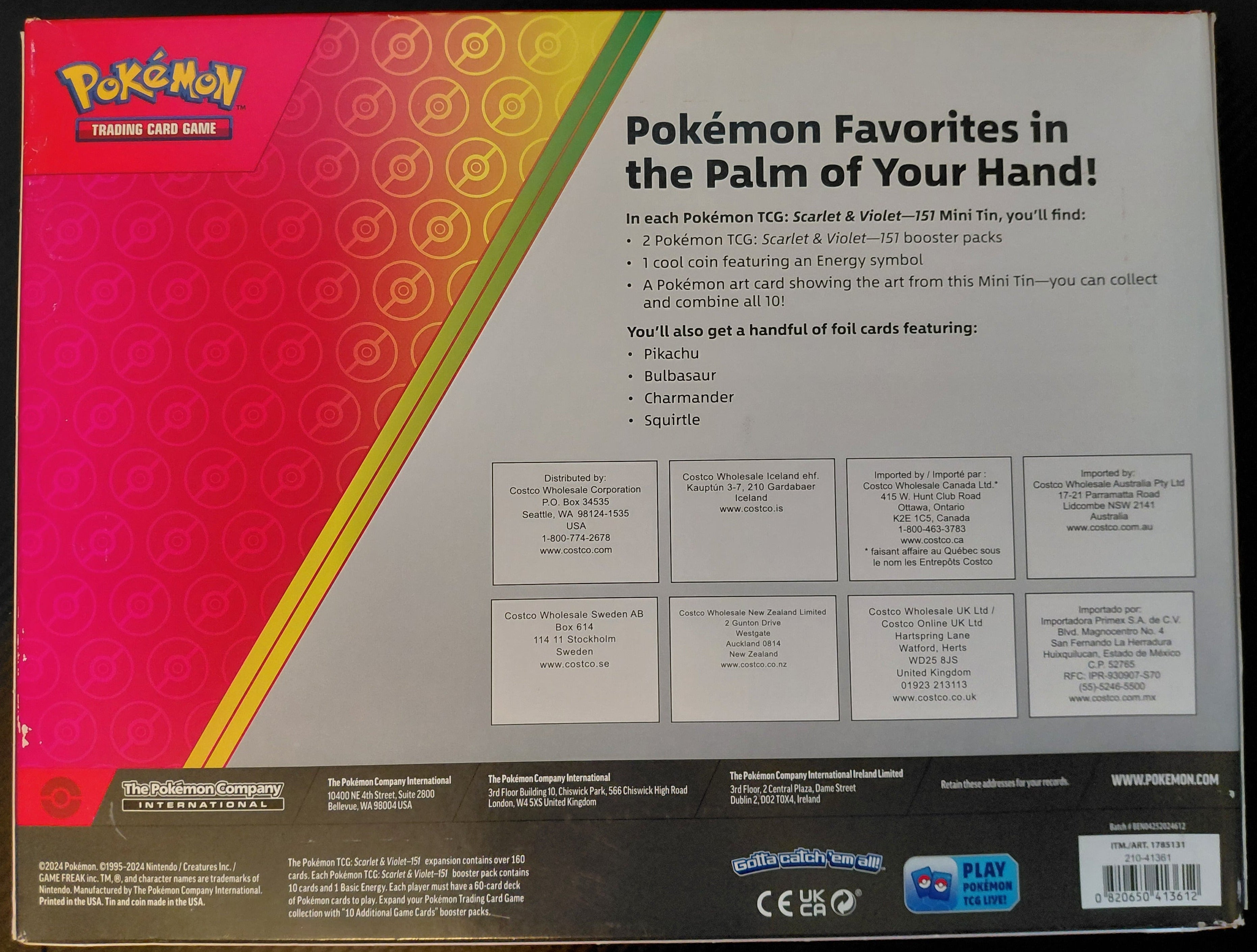 Costco Pokemon Scarlet & Violet 151 Mini Tin 5-pack (Meowth)
